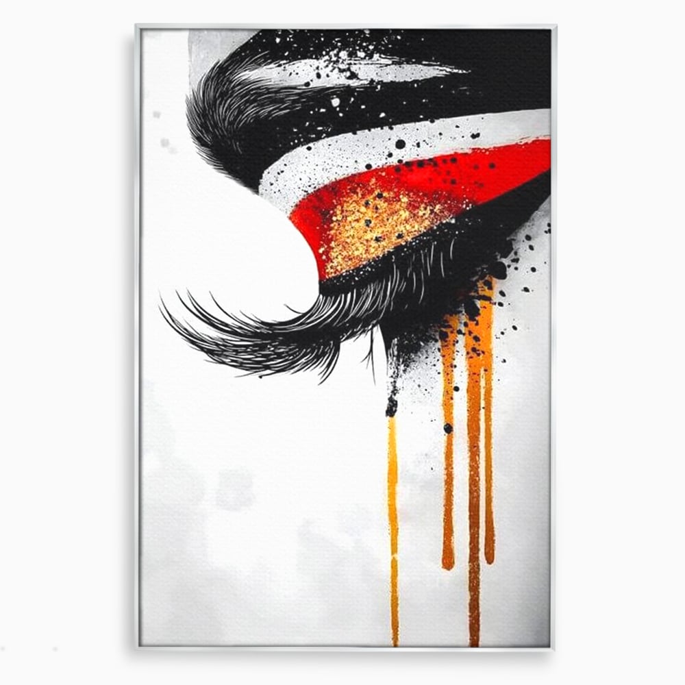 Tablou canvas cu tablou canvas cu ochi stilizat, in rama de aluminiu argintiu